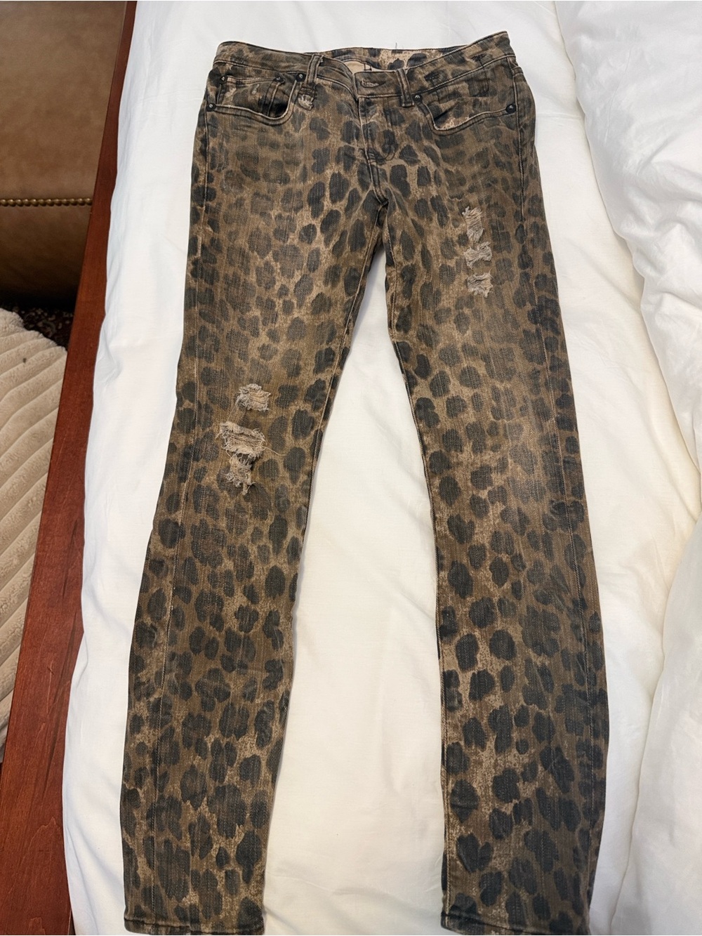 R13 Camo-Influenced Skinny Jeans in Brown and Black